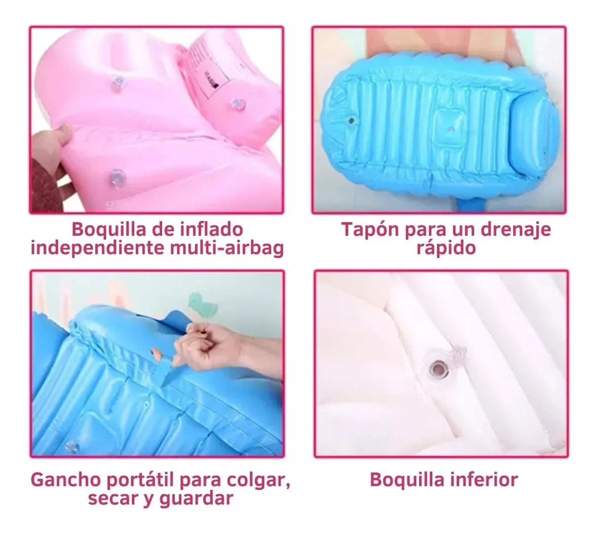 Tina Piscina Inflable Bebes Soporte Espaldar Antideslizante Diseño