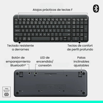 Combo Bluetooth Logitech Mk250, Teclado Y Mouse Compactos Mouse Negro Teclado Negro