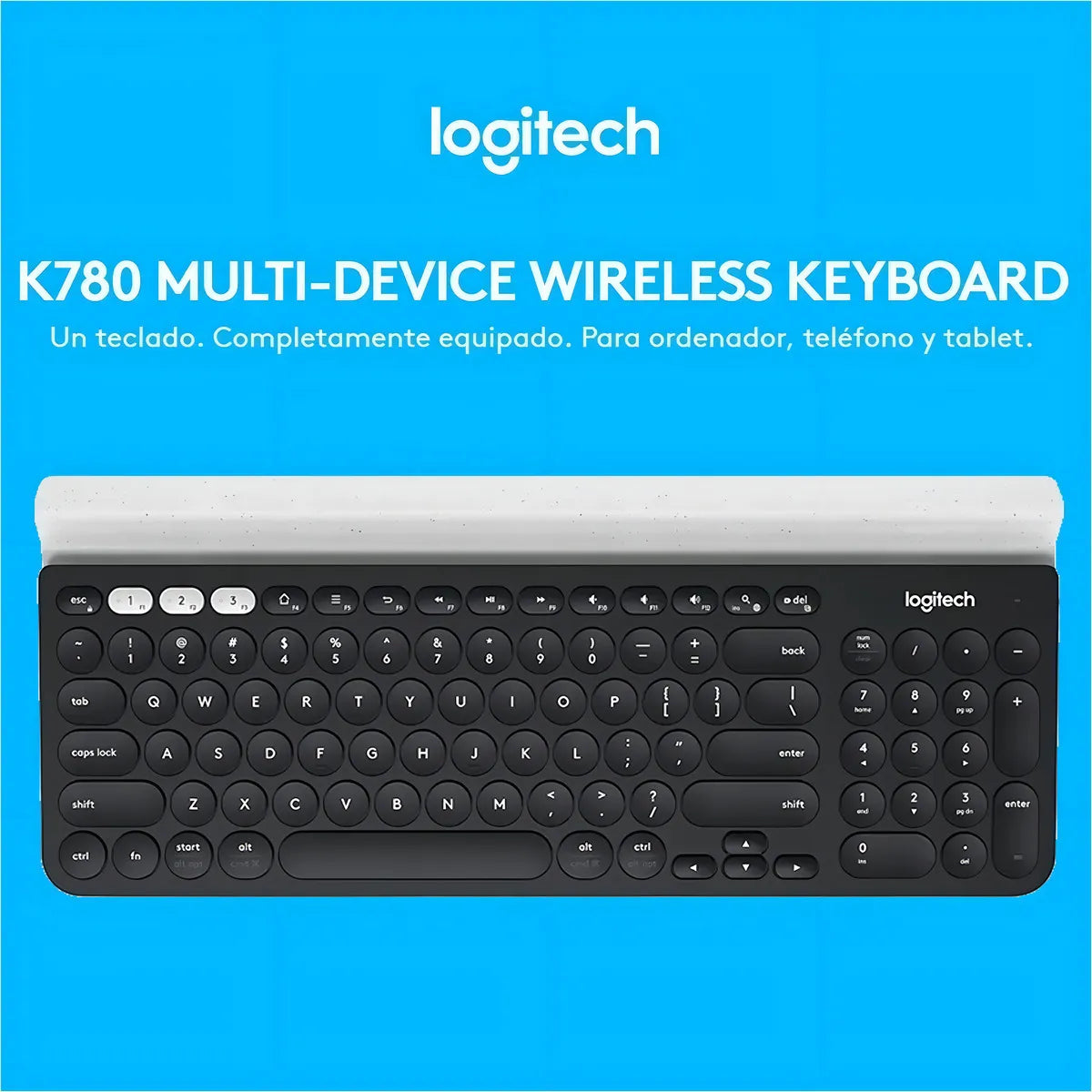 Teclado bluetooth Logitech QWERTY español latinoamérica color negro y blanco