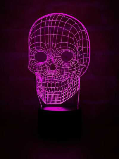 Lámpara De Noche Led 3d Calavera Holograma Decoración Regalo Negra