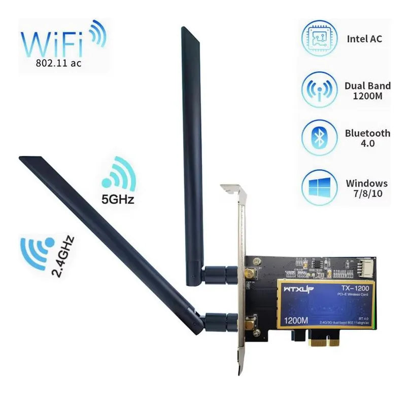 Tarjeta Pci-e Bluetooth 4.0 Wifi 1200mbps Doble Banda