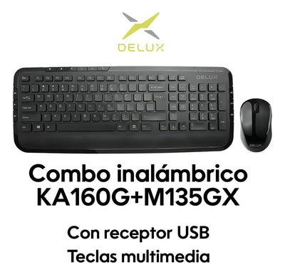 Combo Delux Teclado Slim Multimedia + Mouse + Pad Mouse Xxl Mouse Negro Teclado Negro