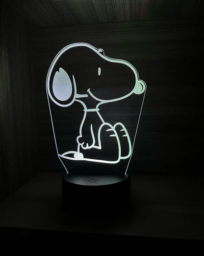 Lámpara De Noche Led 3d Snoopy Holograma Regalo Decoración Negra