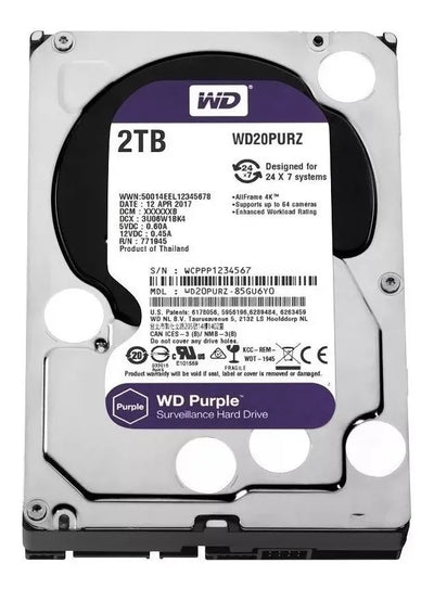 Disco duro interno Western Digital WD Purple WD20PURZ 2TB púrpura