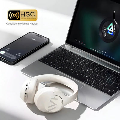 Haylou S30 Pro Anc Audífonos Diadema Gamer Inalámbricos/con Micrófono, Bluetooth 5.4, Llamadas Manos Libres, Cancelación De Ruido Adaptativa De - 43db, Controlador 40mm, 80h Reproducción, Blanco