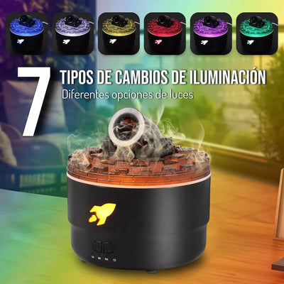 Humificador Difusor De Aromas Olores Cañon Lava Aros Luz Led - Negro