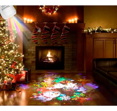Proyector Led Navidad Figuras Giratorio Multicolor Exterior