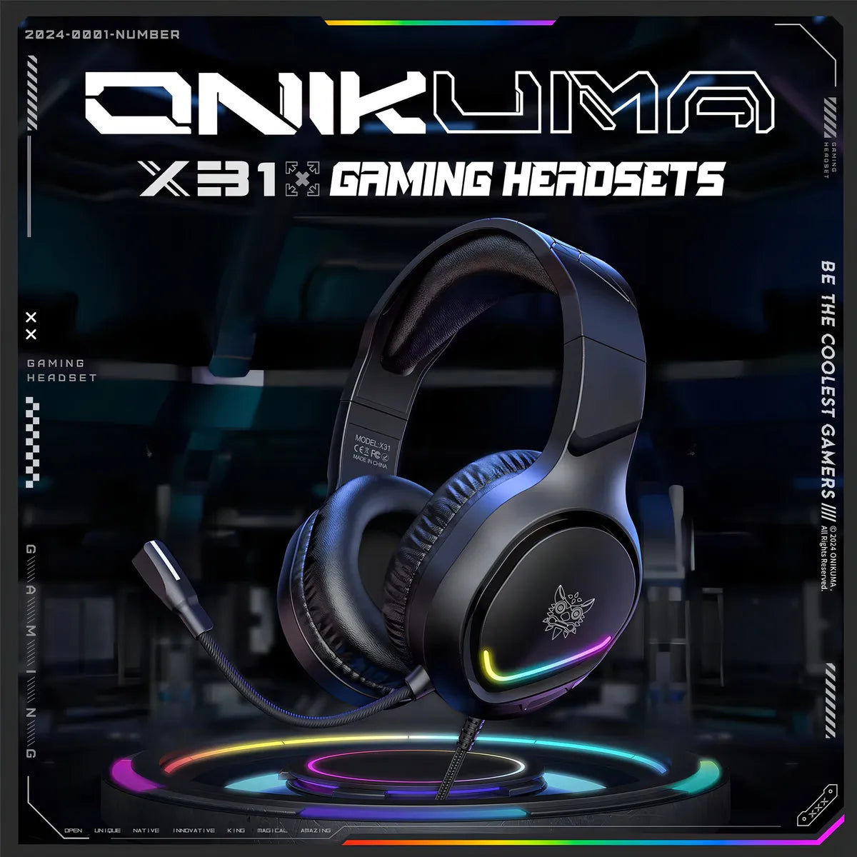 Auriculares profesionales para jugadores Onikuma X31 Rgb negros