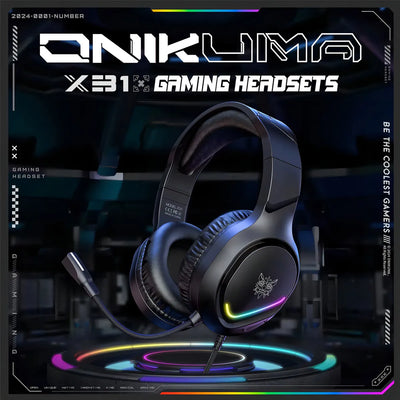 Auriculares profesionales para jugadores Onikuma X31 Rgb negros