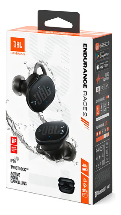 Auriculares deportivos Bluetooth Jbl Endurance Race 2, color negro