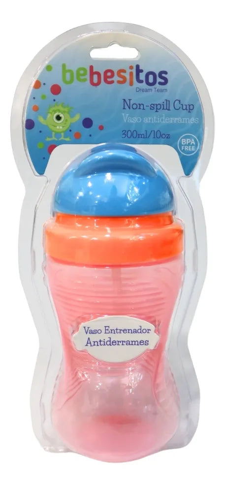 Vaso Entrenador 300ml Vasopitillo Antiderrame 10oz Bebesitos Color Naranja