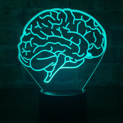 Lámpara De Noche Led Cerebro Regalo Decoración Holograma Negro