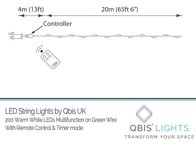 Qbis 200 Luces Led De Navidad De Color Blanco Cálido Con C.