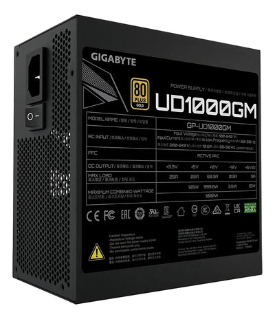 Fuente De Poder 1000w 80+gold Gigabyte Full Modular Ud1000gm Color Negro