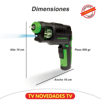 Taladro Destornillador Eléctrico E Inalámbrico Hammersmith Color Negro 100V 240V 6V