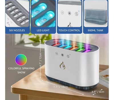 Humidificador Difusor Aroma 900ml Luz Rgb Movimiento Ritmico - Blanco