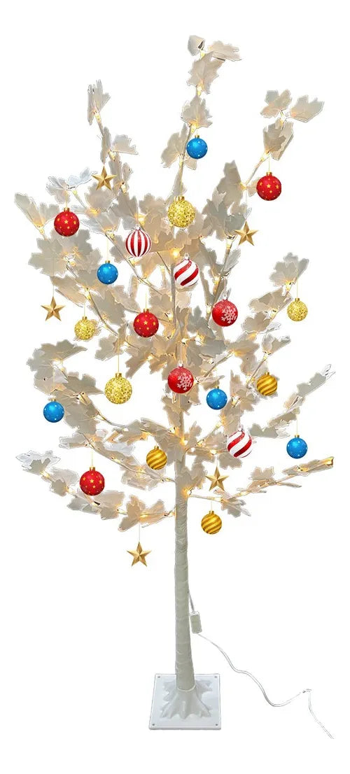 Arbol Hojas Luz Decoración Bodas Color Blanco 180 Cm Navidad