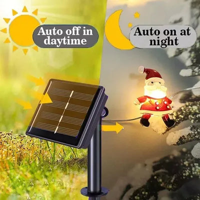 Luz Navideña Solar 100 Led 12mt Recargable Cálida Secuencias Cálido