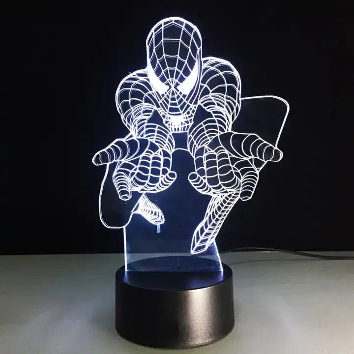 Lámpara De Noche Led Spiderman Decoración Regalo Holograma - Negra
