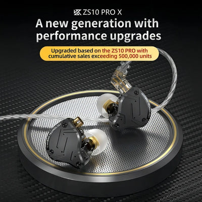 Audífonos Kz Zs10 Pro X Con Micrófono Monitores In Ear Pin C Negro