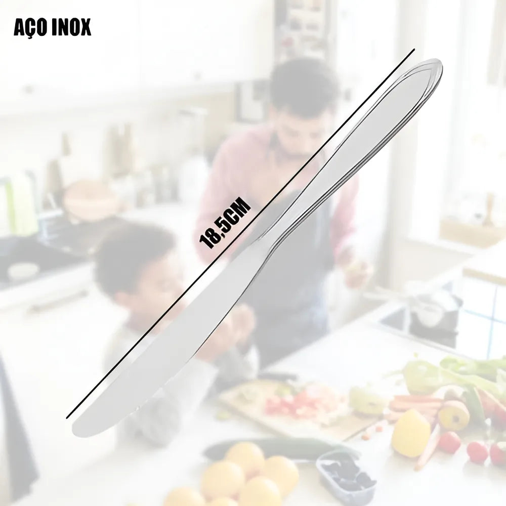 Juego de 12 cuchillos para cocina y postres, cubiertos de acero inoxidable para restaurantes, color plateado