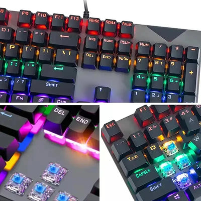 Teclado Mecánico Gamer Rgb Switch Azul K-79 Negro Inglés Internacional