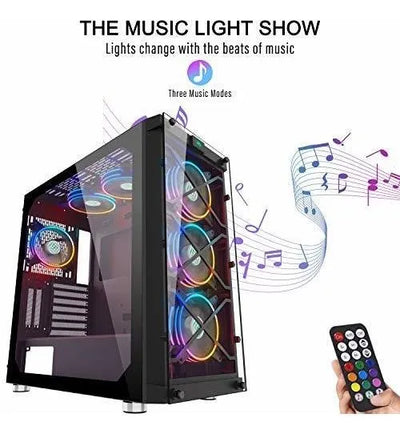 Musetex Gaming Pc Chasis Con 6 Ventiladores Led Argb 120mm