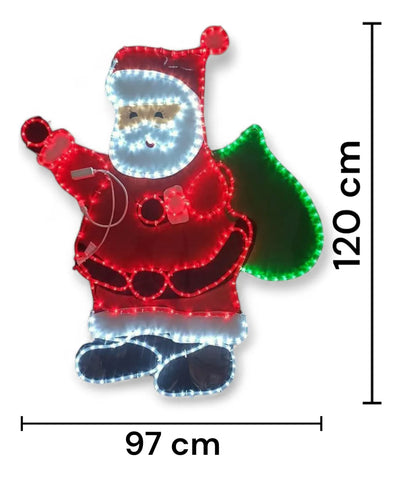 Papá Noel Navidad Luz Led Luces Navideñas Rojo, Blanco Y Verde