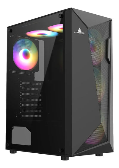 Chasis Gabinete Caja Gamer Iceberg Flow D Negro 4 Fan Argb