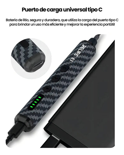 Destornillador Electrico Relife E1 12 Puntas Celulares Color Negro