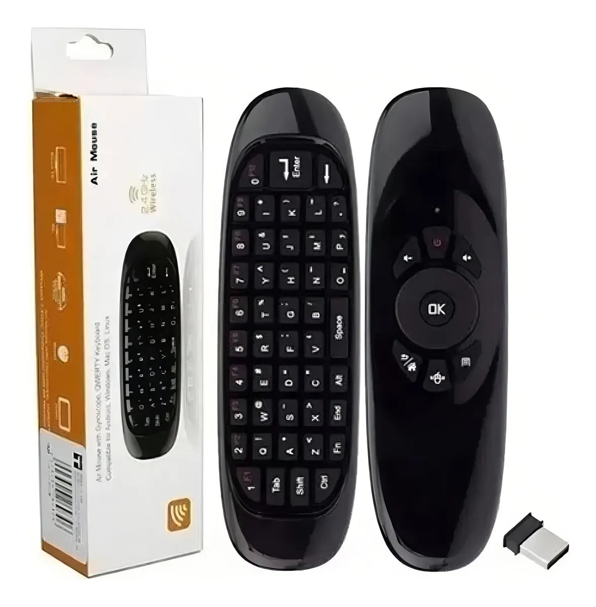 Control Remoto Air Mouse Smart Tv Bluetooth Inalámbrico Mouse Negro Teclado Negro