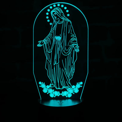 Lámpara Led Virgen Milagrosa Holograma Decoración Regalo Negra
