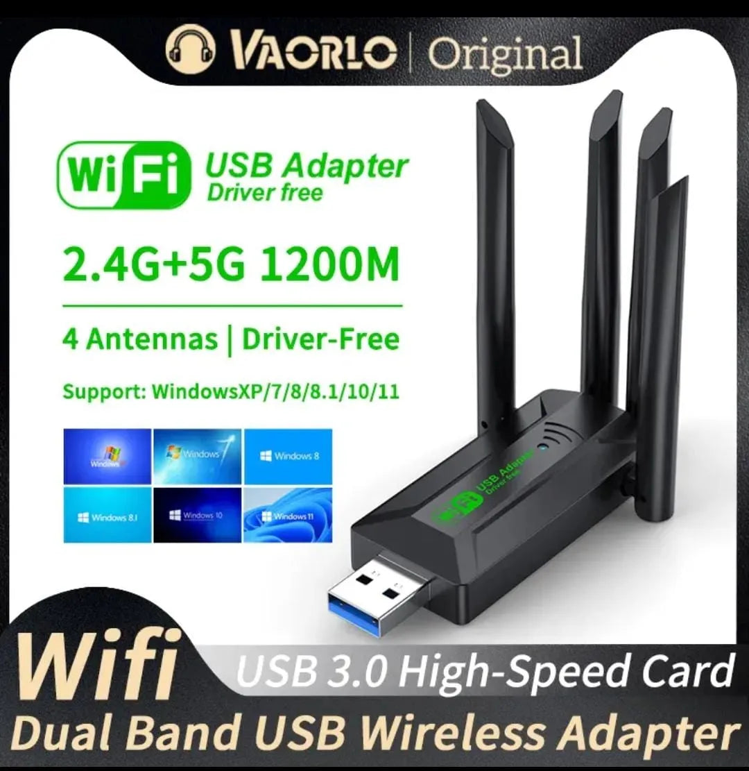 Adaptador Usb Wifi Doble Banda 4 Antenas Tarjeta 5g 1300 Mb