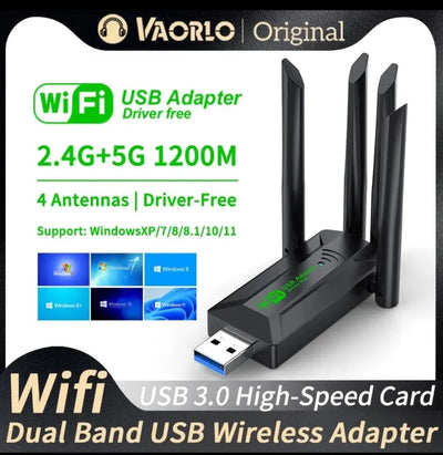 Adaptador Usb Wifi Doble Banda 4 Antenas Tarjeta 5g 1300 Mb