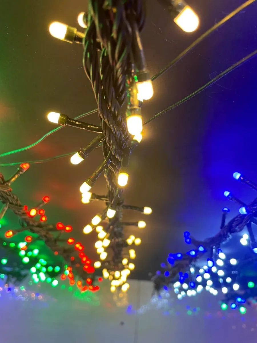Luz Lineal Navidad Calida 16 Mts 200 Bombillos Cable Verde