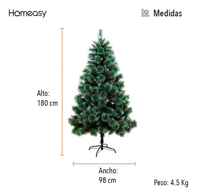 Árbol De Navidad Artificial Nevado Y Decorado Calidad 1.80 M Color Verde