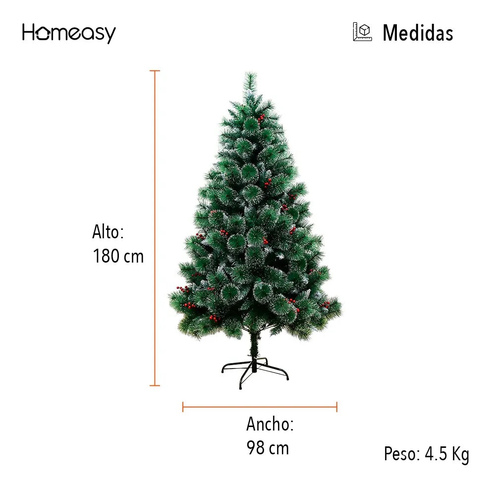 Árbol De Navidad Artificial Nevado Y Decorado Calidad 1.80 M Color Verde