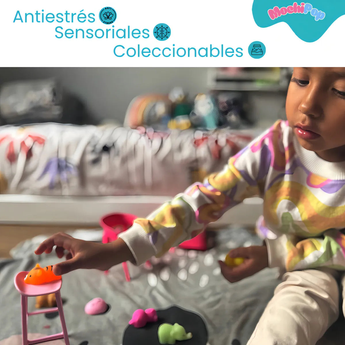 Set 20 Mochis Antiestrés Evanthi 13 Normales + 7 Brillan En Oscuridad