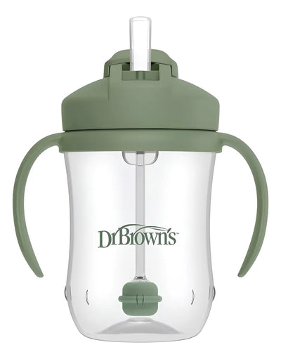 Vaso Entrenador Con Pitillo / 9 Onz Dr. Brown's / 6+ Verde Musgo Lisa