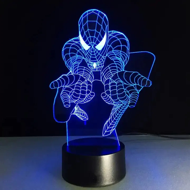 Lámpara De Noche Led Spiderman Decoración Regalo Holograma - Negra