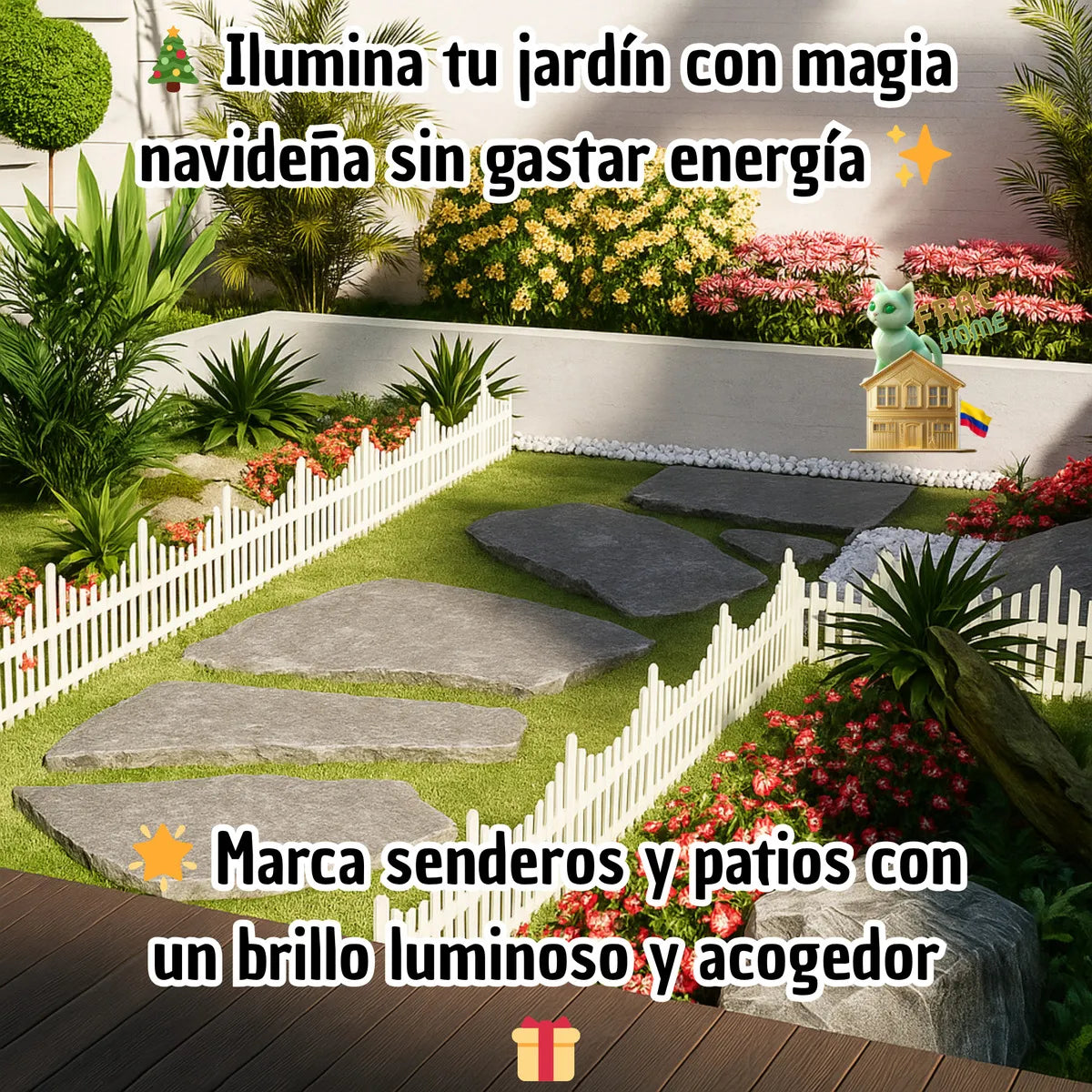 Kit Set Cerca Valla Plástica Luz Solar Automática Led Decoración Navideña Delimitar Sendero Cerramiento División Borde Jardín Finca Patio Nocturno Mágico Confiable Duradero Exterior 1.75 Metros