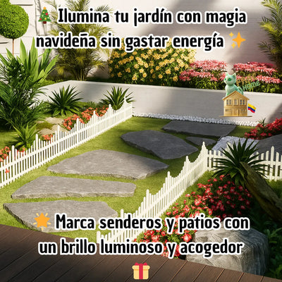 Kit Set Cerca Valla Plástica Luz Solar Automática Led Decoración Navideña Delimitar Sendero Cerramiento División Borde Jardín Finca Patio Nocturno Mágico Confiable Duradero Exterior 1.75 Metros