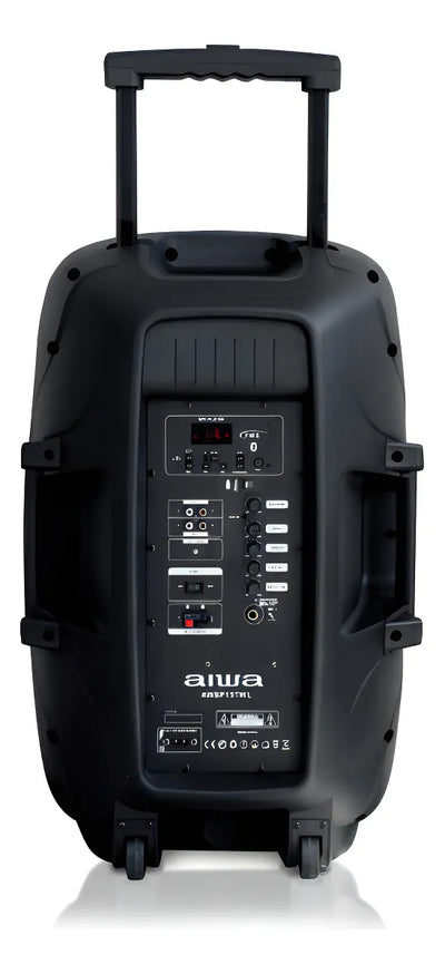 Cabina Aiwa AWSP15TWL Bluetooth Radio Fm Microfono Tripode Color Negro