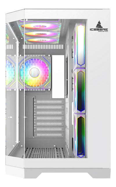 Chasis Iceberg Crystal Edge Blanco X10 Ventiladores Argb