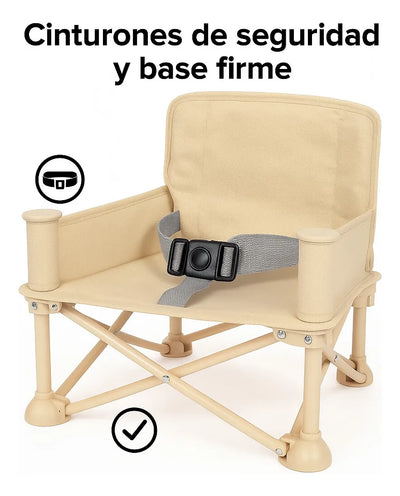 Silla Plegable Para Bebe Portatil Con Bandeja - Comedor Silla Bebe Beige