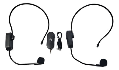 Microfono Doble Diadema Inalambricas 2.4g Receptor Plug Color Negro