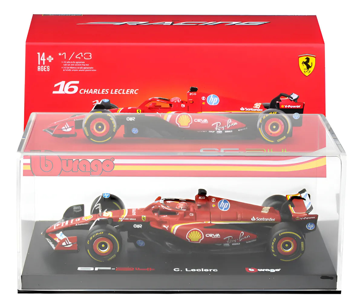Burago 2024 F1 Ferrari Sf24 #16 Charles Leclerc Fórmula 1:43 Color Rojo