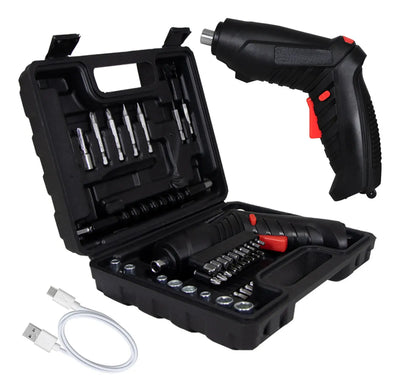 Kit Destornillador Eléctrico Recargable Inalámbrico - Negro
