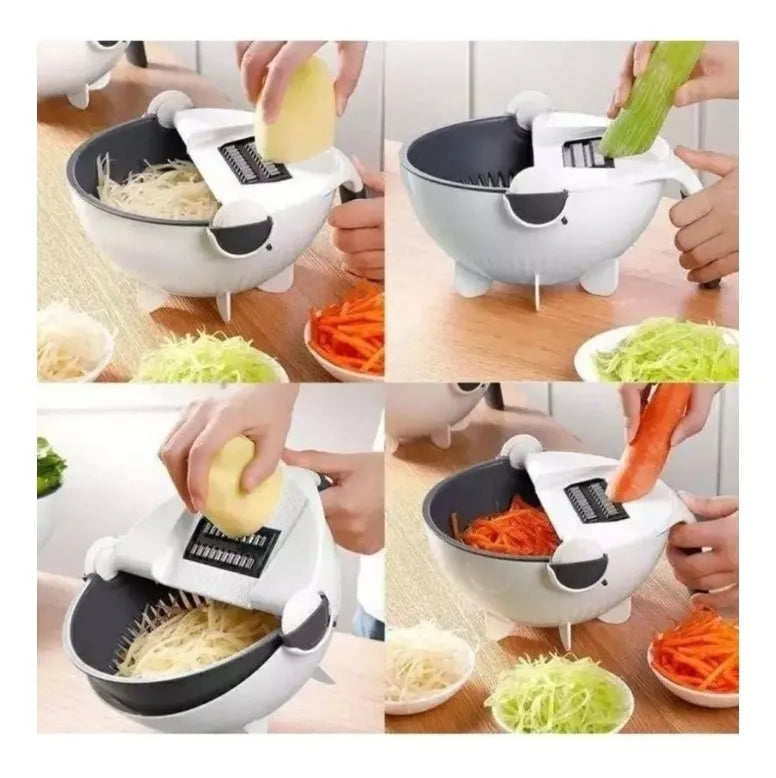 Cortador Picador Rallador De Verduras Con Cesta Giratoria