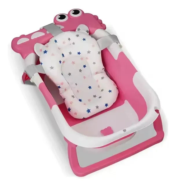 Bañera Plegable Portátil Con Termómetro Y Cojin Malla 6869 Color Rosado Cocodrilo